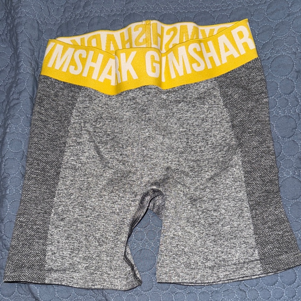 Gymshark Gray Shorts with Yellow Waistband